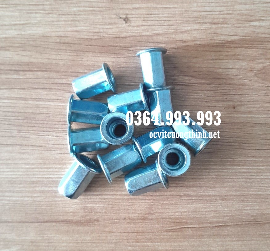 Ốc Rút Lục Giác M8 Vành Tròn. Tán Rút Lục Giác M8 Vành Dày