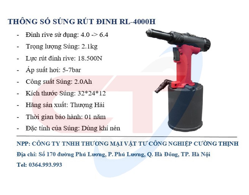 thông số máy rút đinh tán
