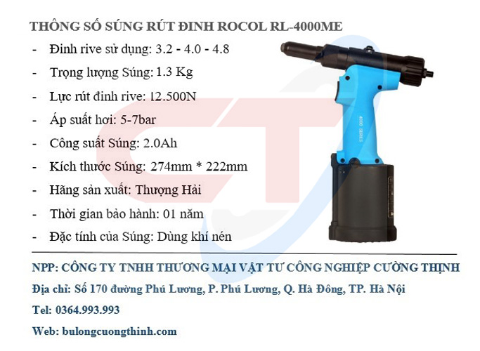 thông số máy rút đinh tán