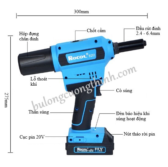 súng rút đinh tán, súng bắn đinh tán